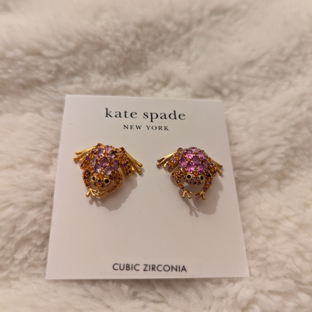Kate Spade cubic zirconia frog stud earrings
